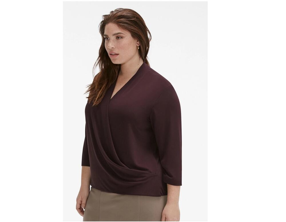 MM Lafleur Deneuve Top Blackberry Draped Wrap Front Sz 2+ 2X